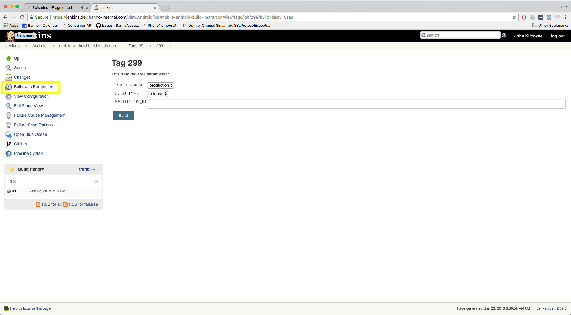build with parameters