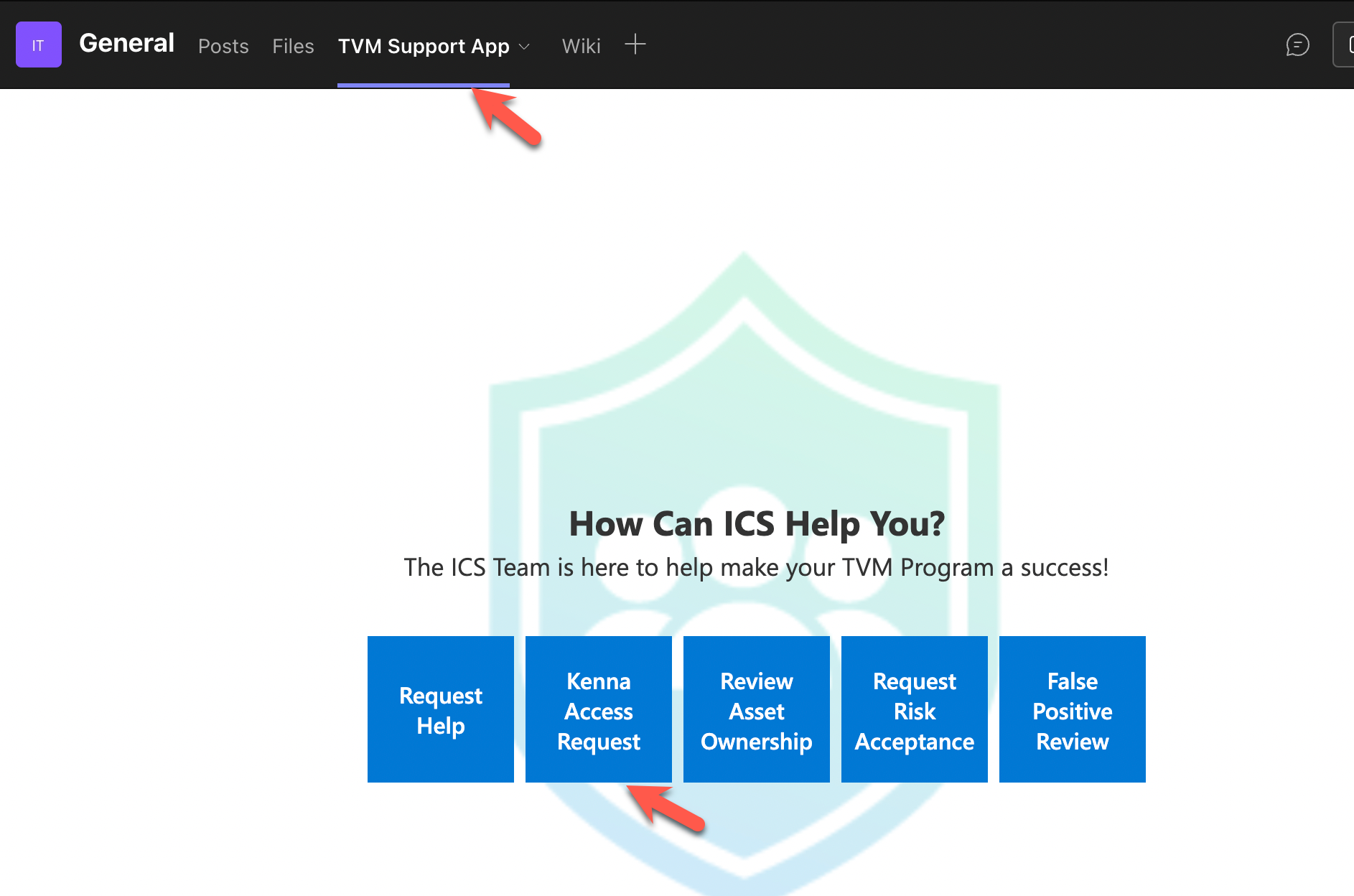 Access request screen shot